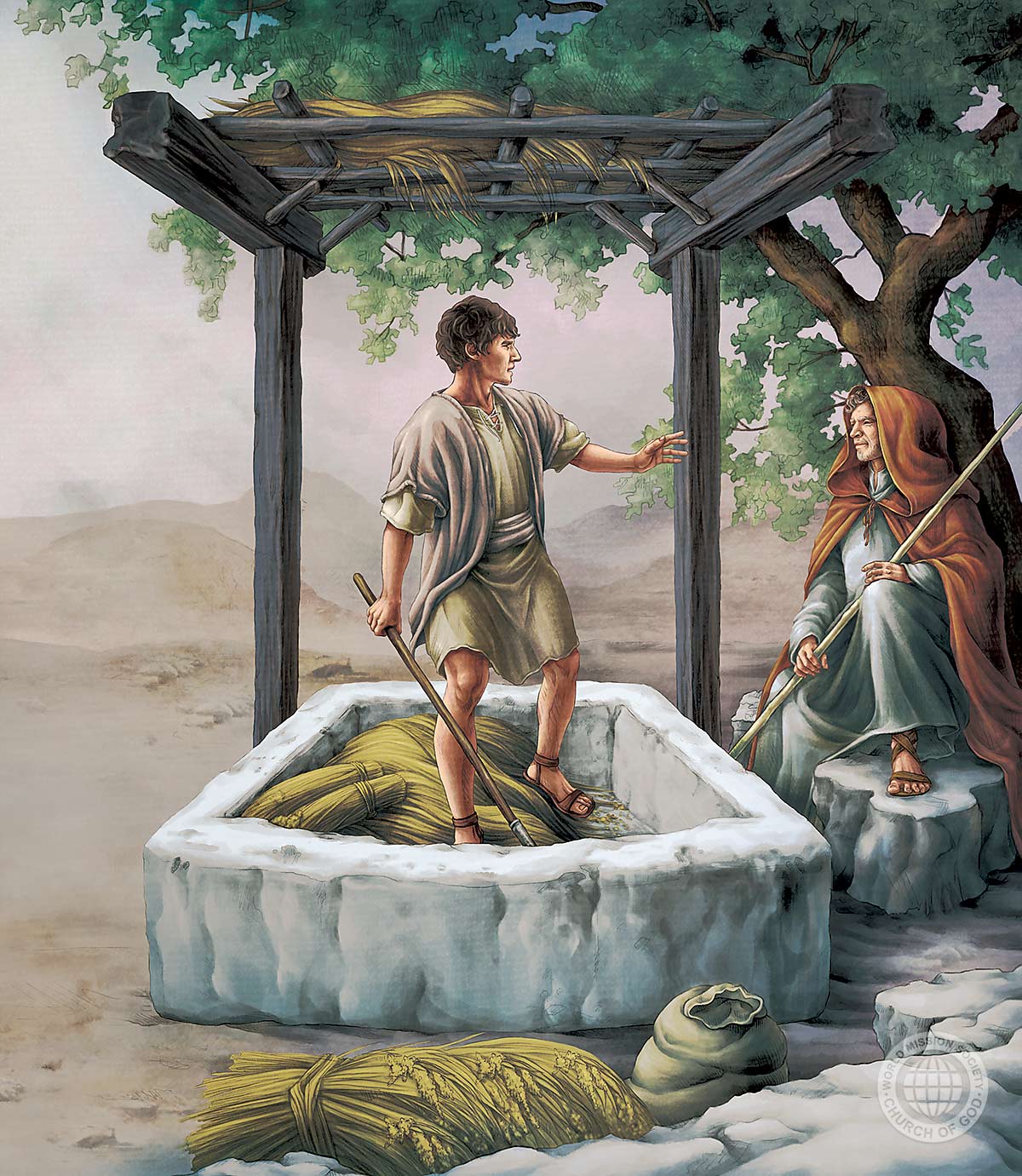 포도주 틀에 타작하는 기드온 사진