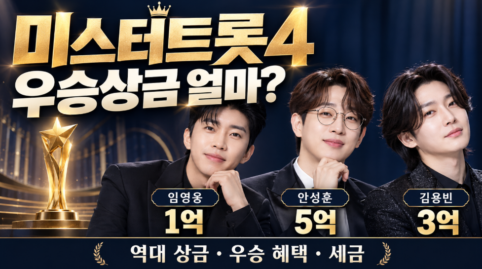 미스터트롯4 우승상금 얼마일까?｜임영웅 1억&middot;안성훈 5억&middot;김용빈 3억&middot;우승 혜택&middot;세금 총정리