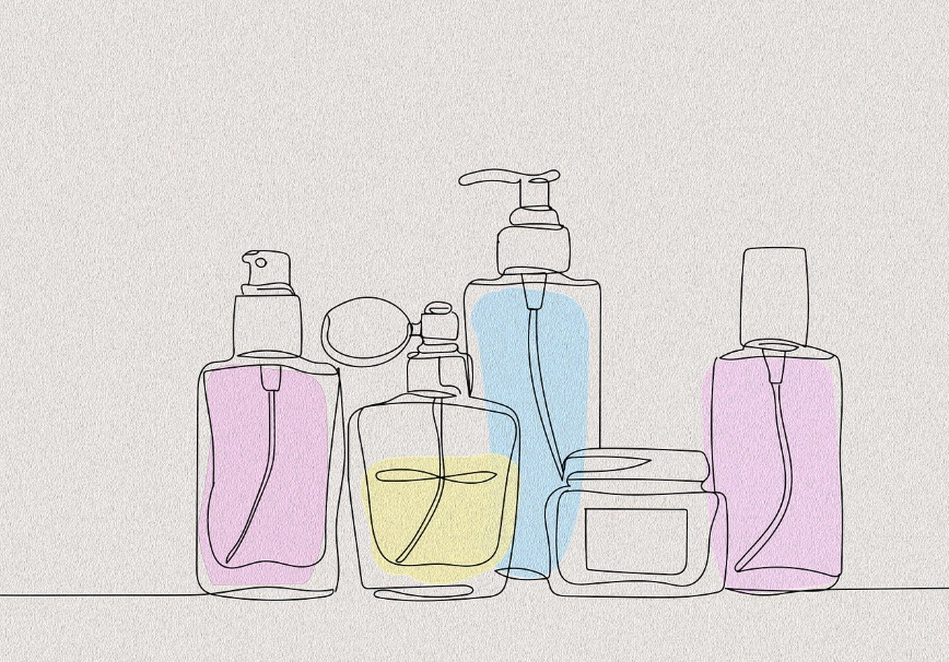 판빙빙 Fan Beauty Diary 스킨케어 화장품 라인 일러스트 - 마스크팩 로션 향수 크림