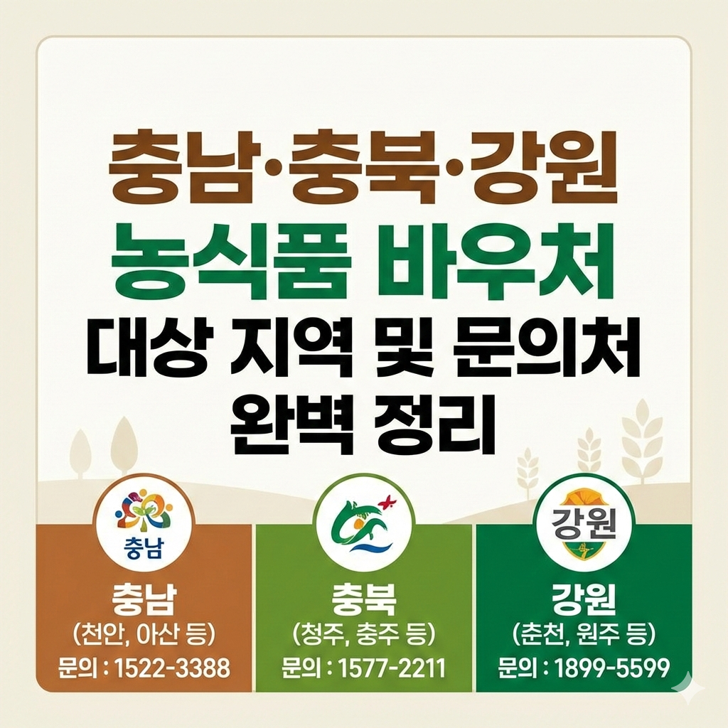 충남 충북 강원 농식품 바우처 대상 지역 및 문의처 완벽 정리