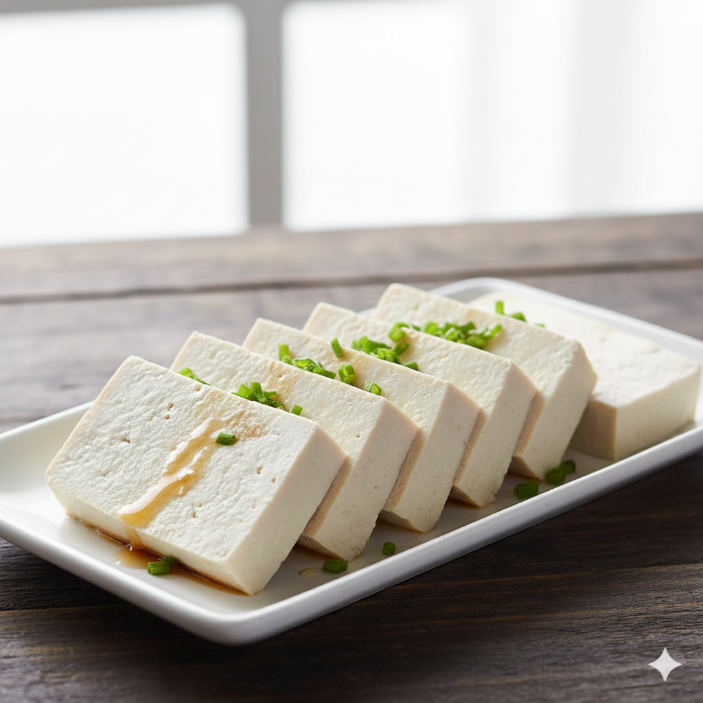 단백질이 풍부한 건강 식재료인 노란 백태(메주콩)으로 만든 두부