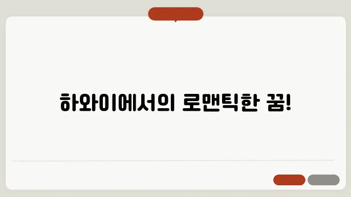 하와이 신혼여행 일정
