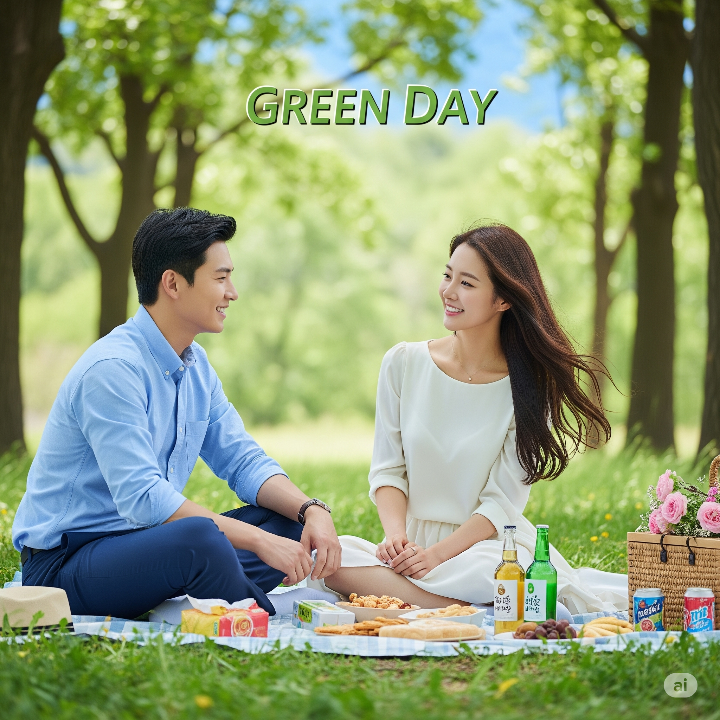 그린데이 데이트를 즐기는 남녀 커플