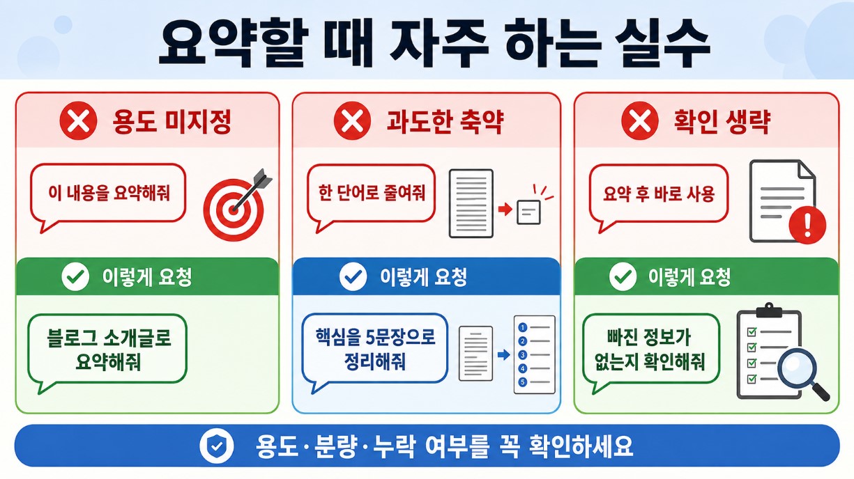 요약 요청 실수와 해결법