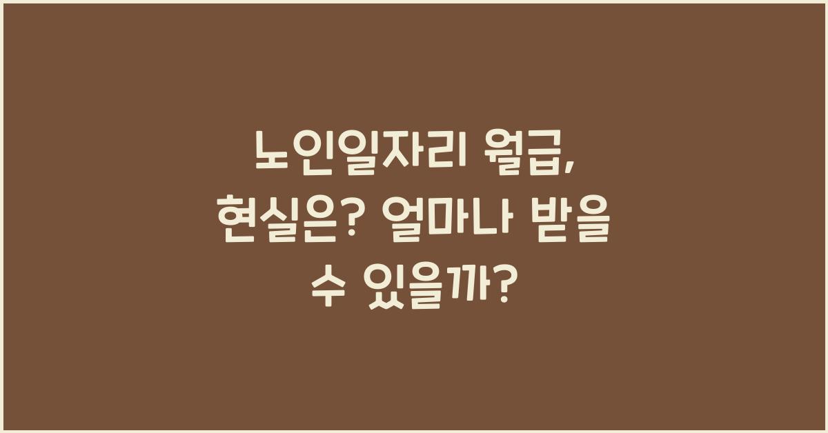 노인일자리 월급