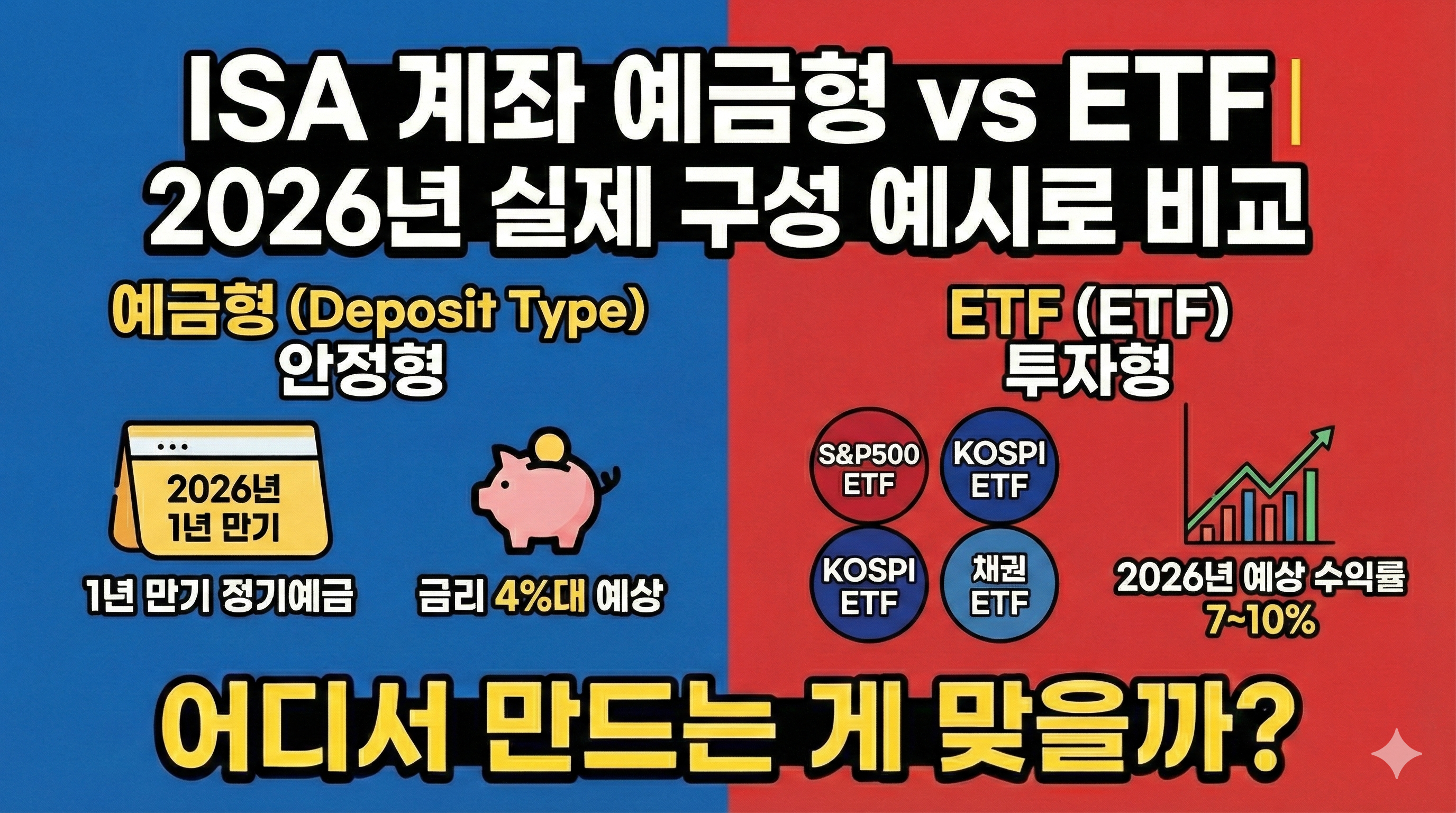 ISA 계좌 예금형 vs ETF|2026년 기준 실제 구성 예시