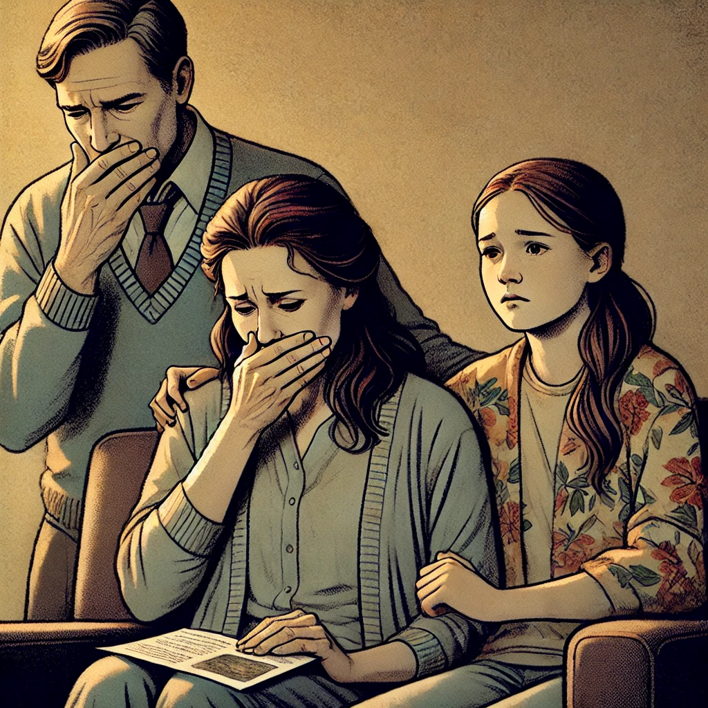 갑작스러운 부고 소식을 듣고 슬퍼하는 가족들의 모습