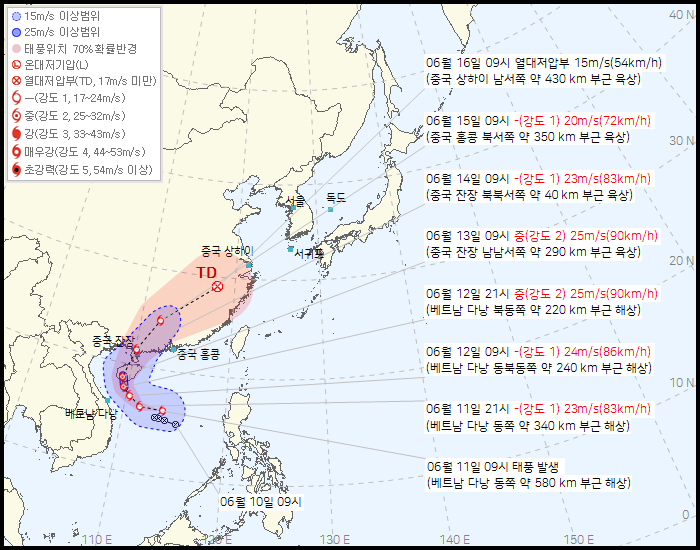 태풍1호 이동경로