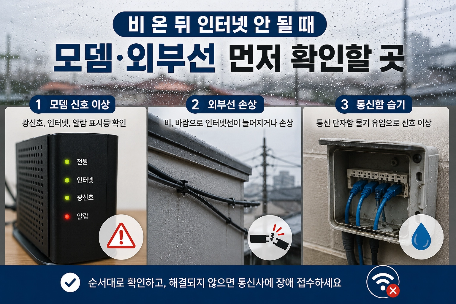 비 온 뒤 인터넷 안 되는 원인