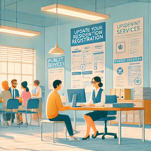 주민센터에서상담을받고있는사람그림이미지