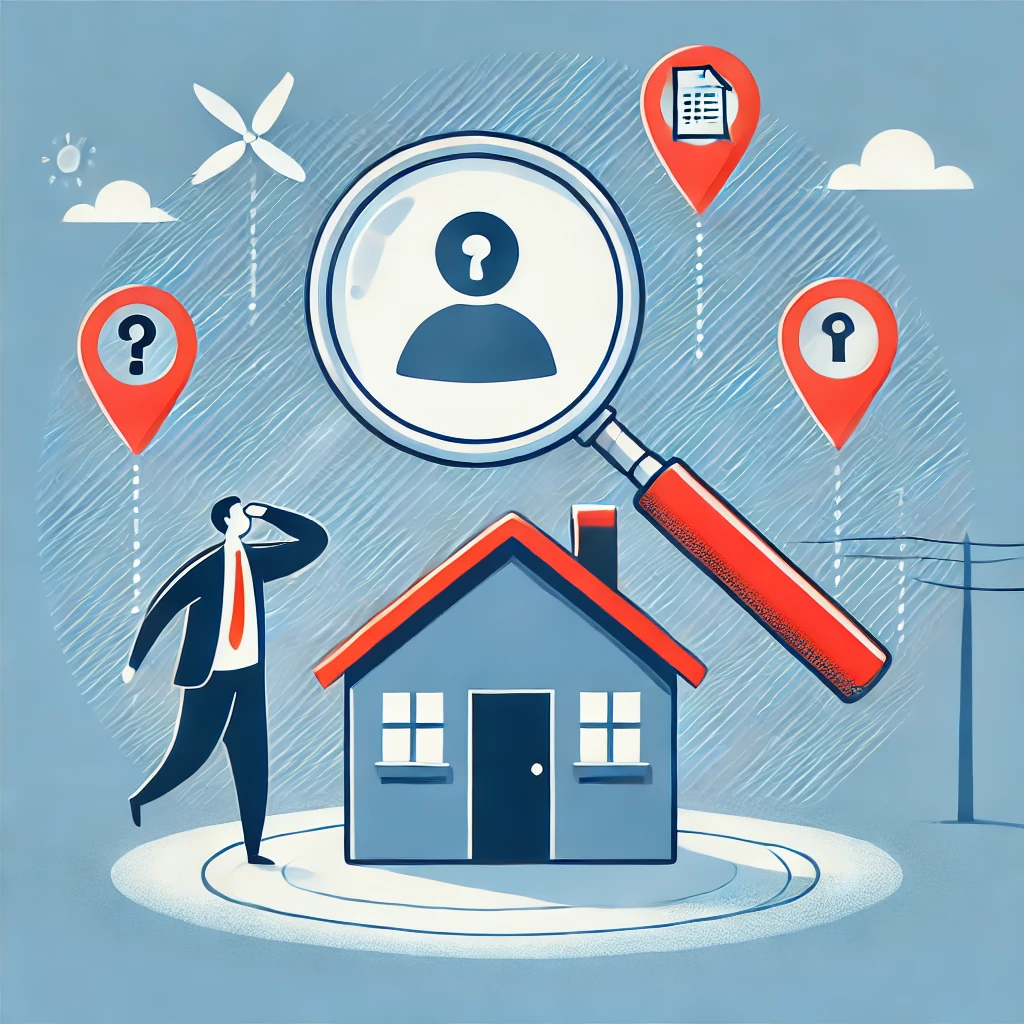 확대경을 들고 여러 장소를 뒤지는 사람의 모습