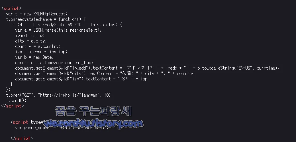 마이크로소프트 기술 지원 사칭 사기(サポート 詐欺) IP 정보 가져오기
