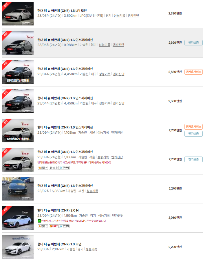 더 뉴 아반뗴(CN7)(23년 ~ 23년식)