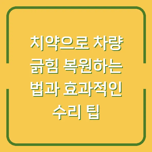 치약으로 차량 긁힘 복원하는 법과 효과적인 수리 팁