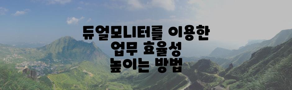 듀얼모니터를 이용한 업무 효율성 높이는 방법