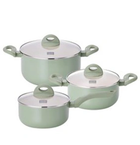 키친플라워 쿠킨 IH 인덕션 칼라냄비 3종 세트&#44; 편수 18cm + 양수 20cm + 양수 22cm