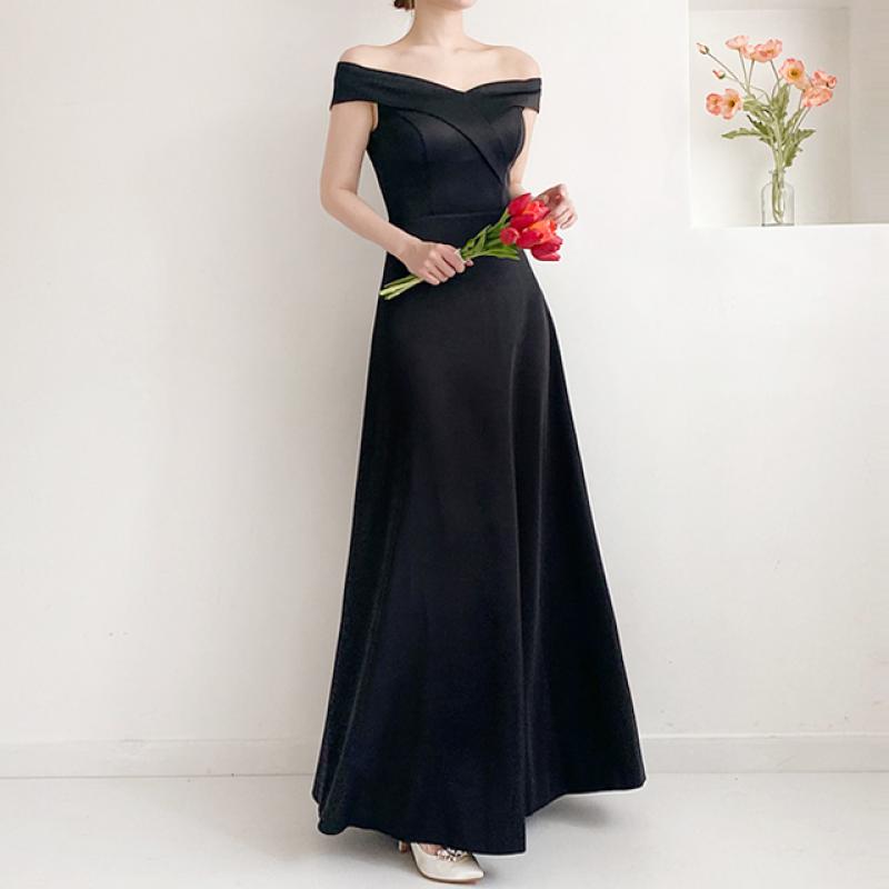 클레오 셀프웨딩블랙드레스 오프숄더 결혼식2부 브라이덜샤워 파티 연주회 만삭촬영