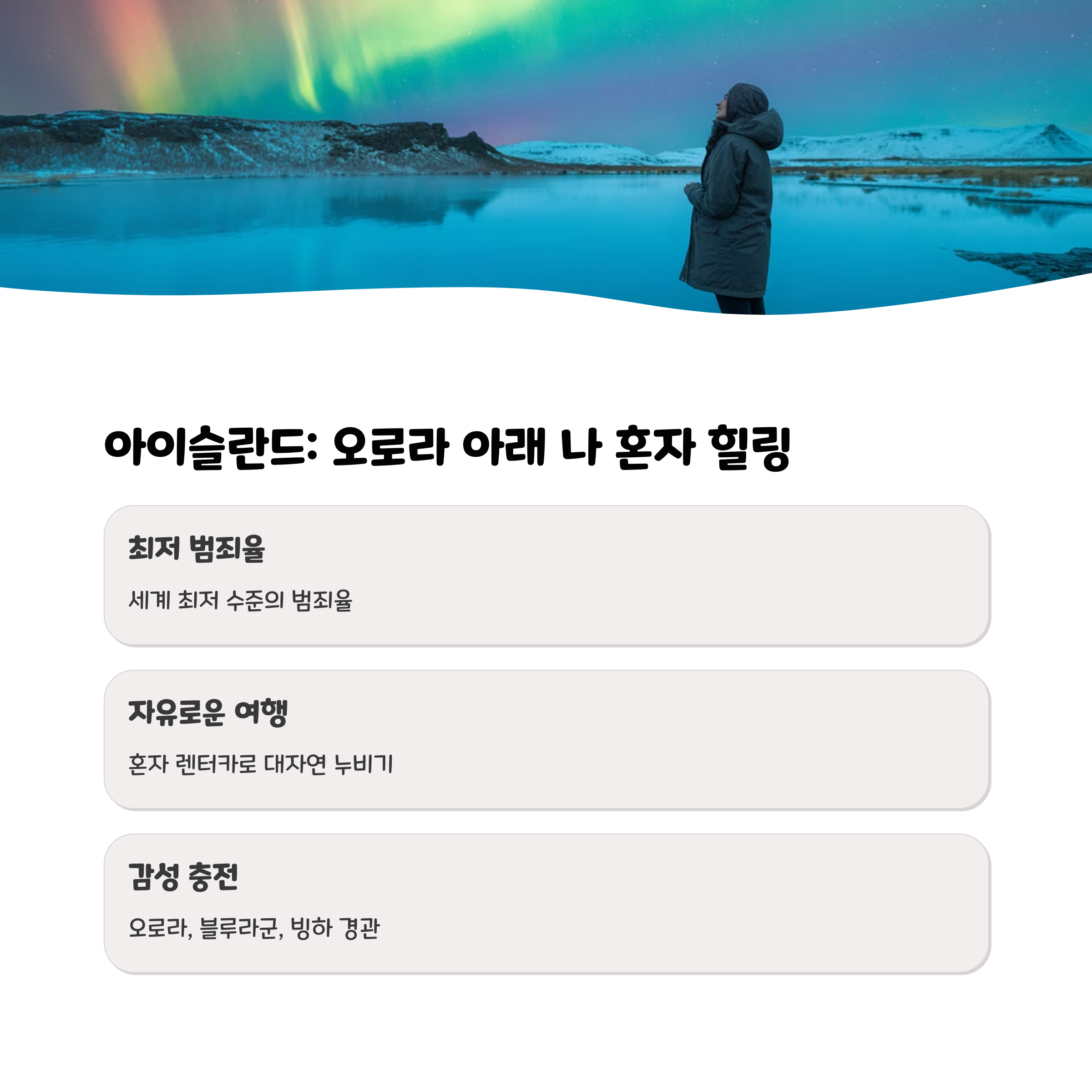 아이슬란드: 오로라 아래 나 혼자 힐링