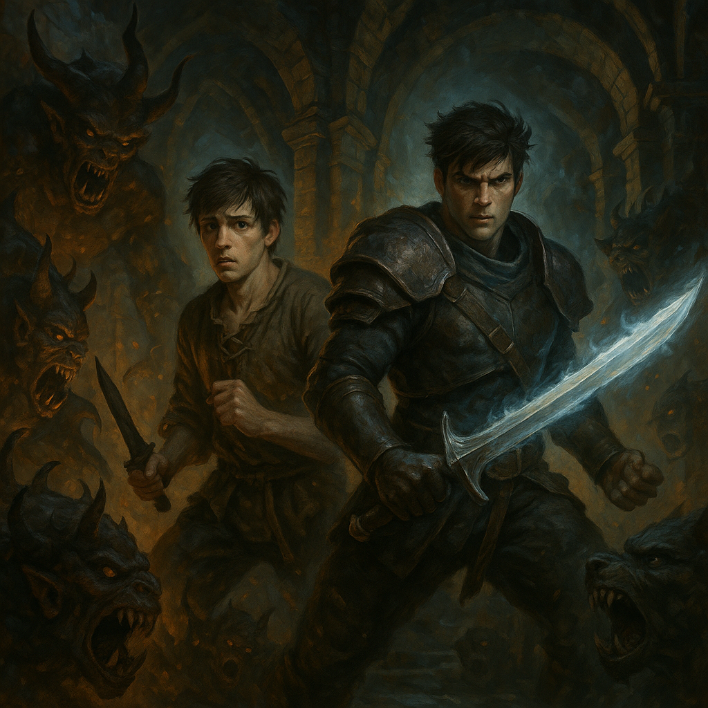 판타지 세계- 젊은 남성 액션 영웅