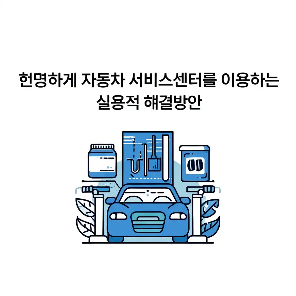 자동차 서비스센터 방문 전 체크리스트와 스마트폰으로 정보 탐색하는 이미지