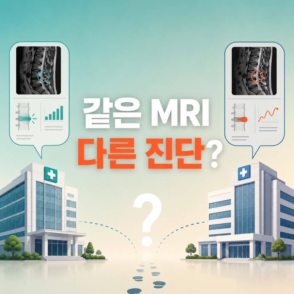 두 대학병원에서 같은 MRI로 다른 진단을 받은 경험을 표현한 대표 이미지