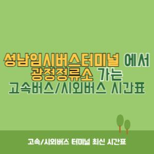 성남임시버스터미널에서 광정정류소 가는 시외버스 시간표 최신정보