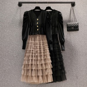 블랙투피스 치마 투피스 벨벳 하객룩셋업