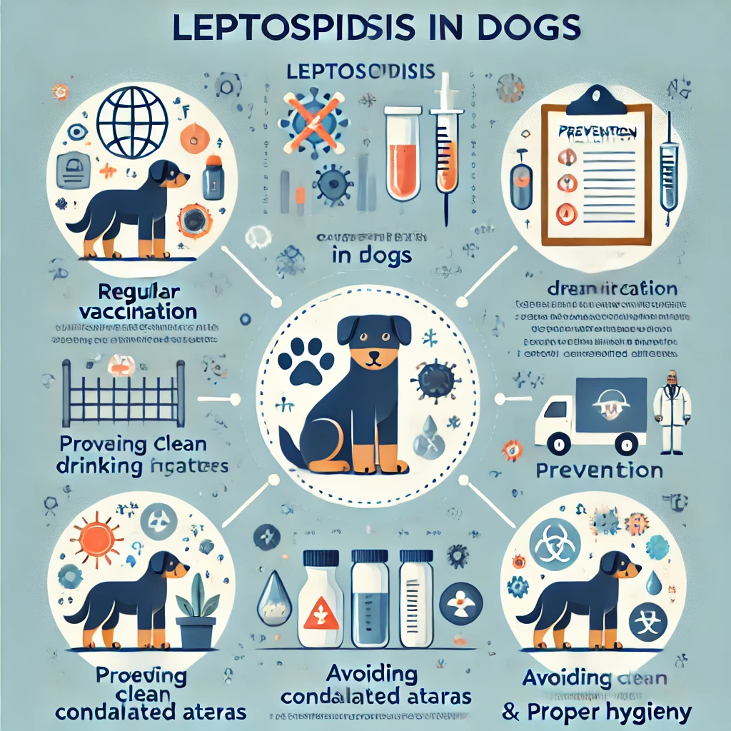 렙토스피라증 백신을 맞은 후 건강하고 활기차게 뛰어노는 강아지