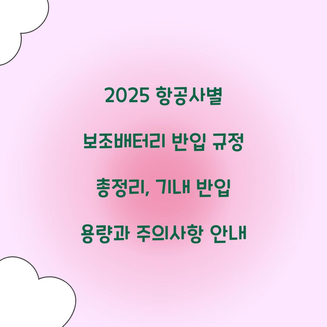 2025 항공사별 보조배터리 반입 규정 총정리