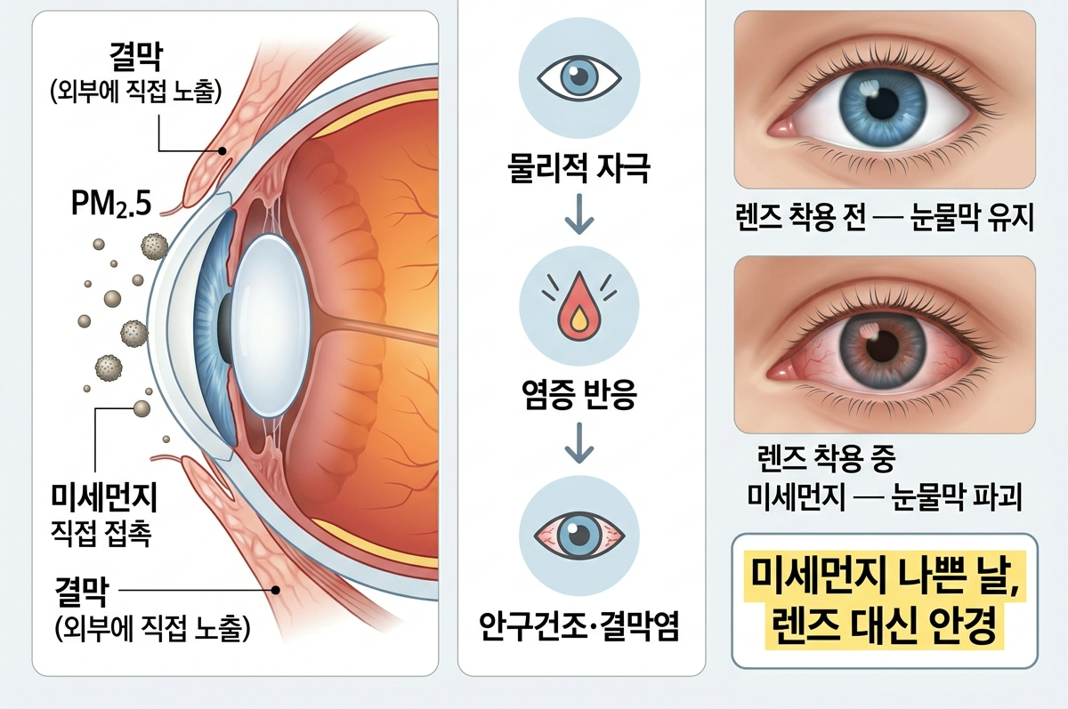 미세먼지 눈건강, 초미세먼지 결막염, 미세먼지 안구건조, 황사 눈 충혈, 렌즈 미세먼지