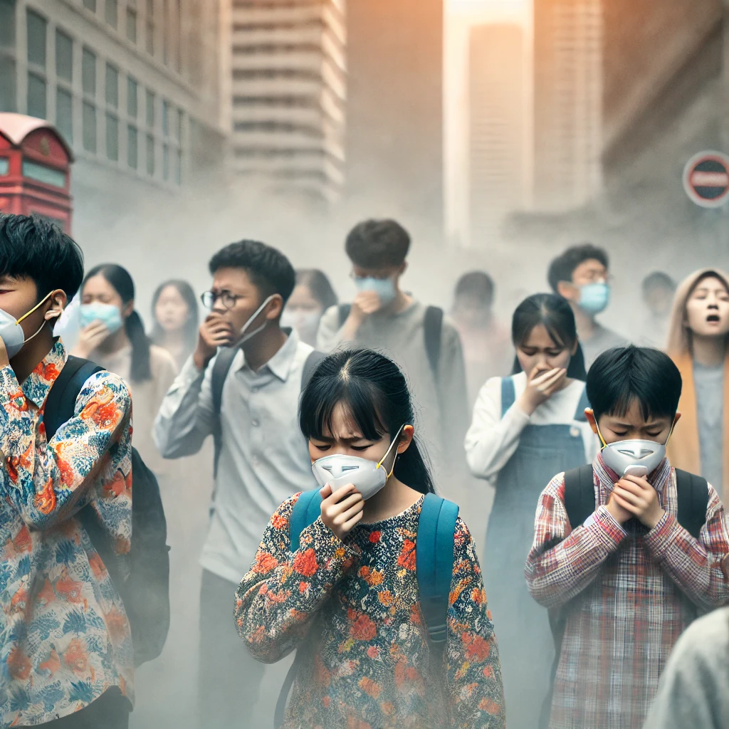 미세먼지와 호흡기 질환에 관련된 사진