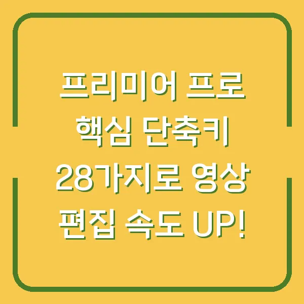 프리미어 프로 핵심 단축키 28가지로 영상 편집 속도 UP!