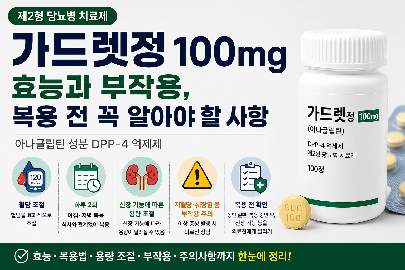 가드렛정100mg 효능과 부작용, 아나글립틴 복용 전 알아야 할 사항