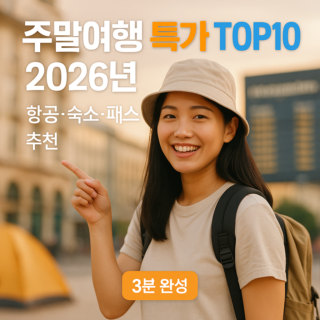 주말여행 특가 TOP10 2026년 | 항공·숙소·패스 추천