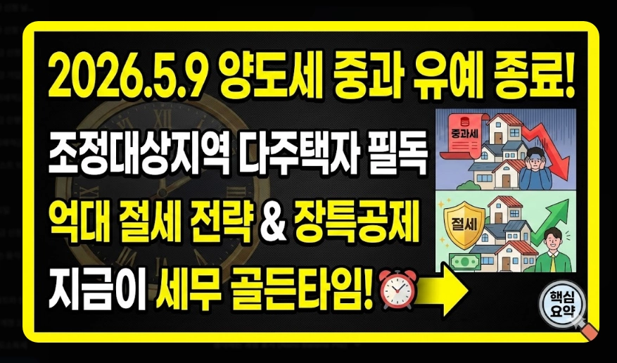2026 부동산 양도세 개편안 [다주택자 세무 전략] 조정대상지역 중과 판단 및 절세 전략