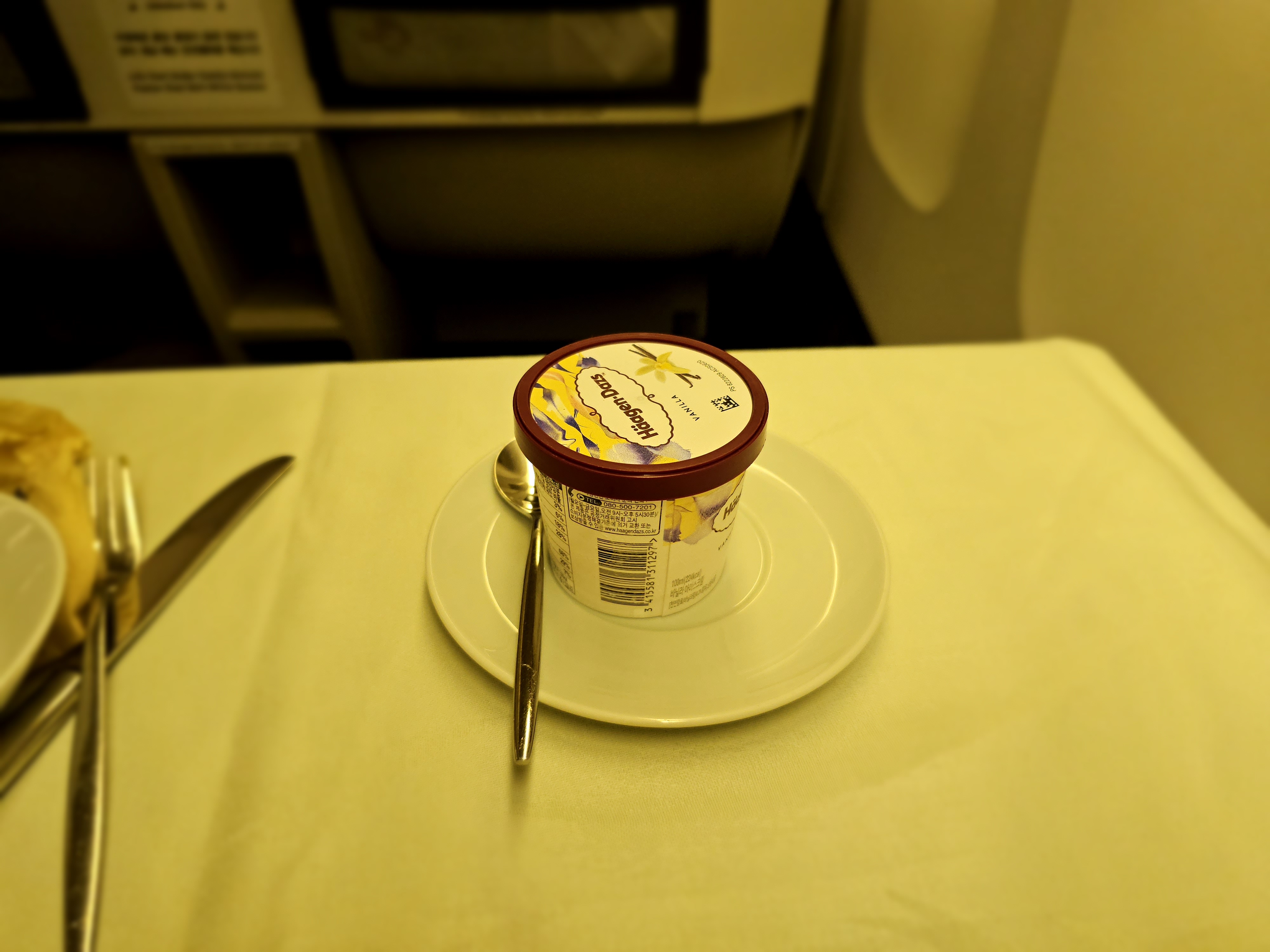 Business seat in-flight meals