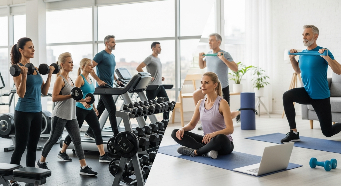 중년 헬스장 vs 홈트 장단점 (헬스장운동, 홈트레이닝, 중년운동)