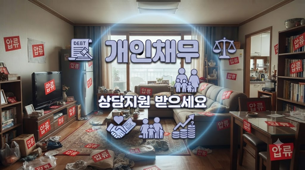 집안에 빨간딱지(압류) 붙어있는 모습