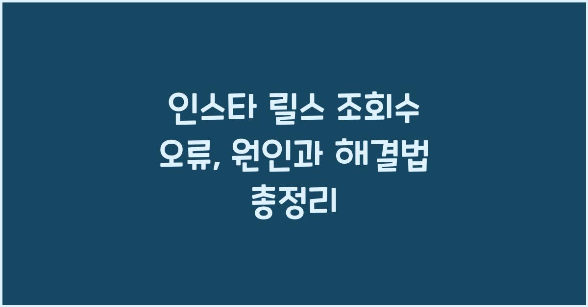 인스타 릴스 조회수 오류