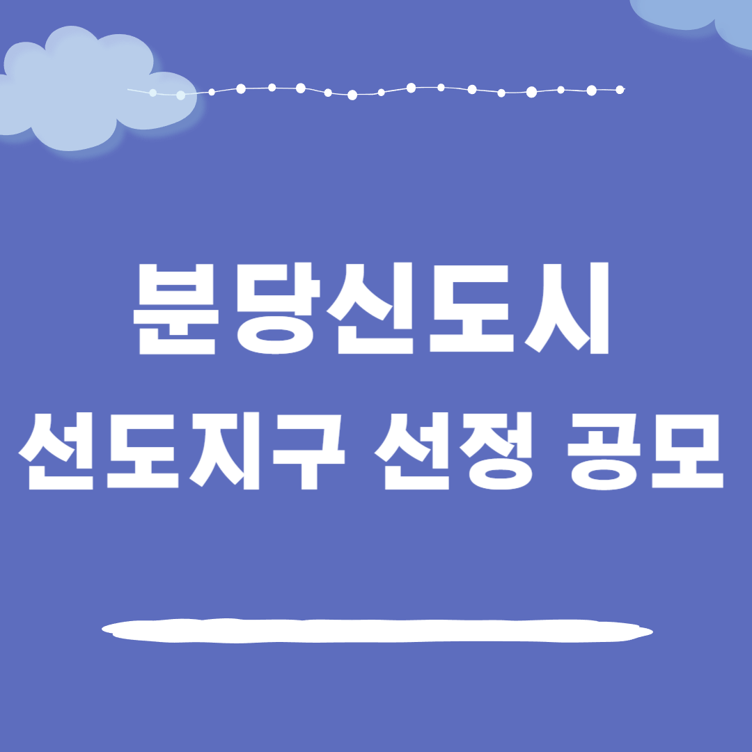 분당신도시 선도지구 선정 공모