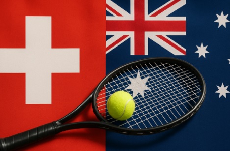 페더러와 휴잇 국적기를 하나로 합친 합성사진