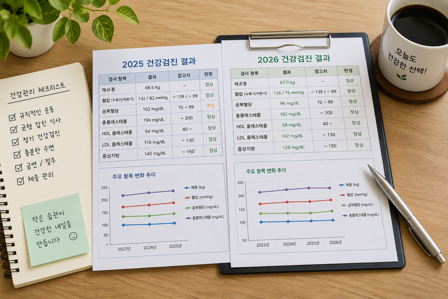 연도별 건강검진 결과 비교와 건강관리