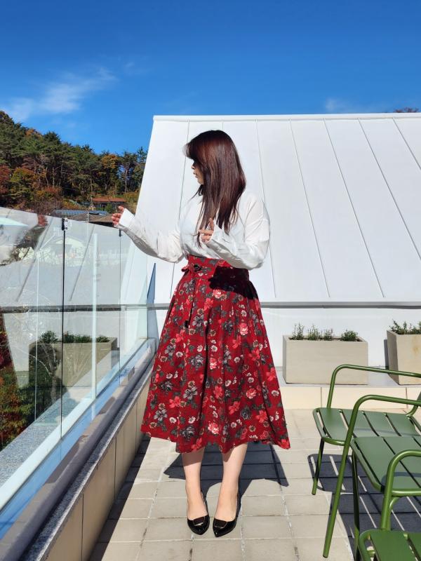 수수한 야생 플라워 생활한복 허리 치마 3color, 수수한 한복