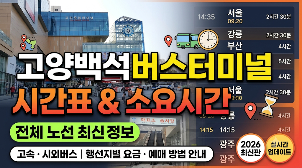 고양 백석 버스터미널 시간표 그리고 소요시간