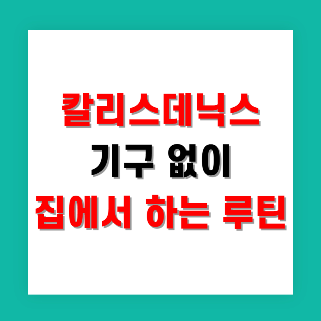 칼리스데닉스 기구 없이 집에서 하는 현실 루틴