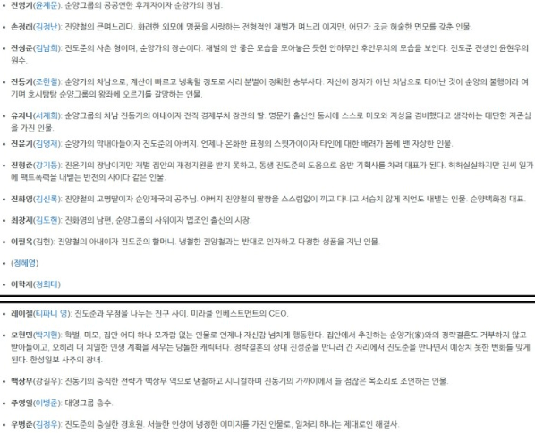 재벌집 막내 아들 등장인물