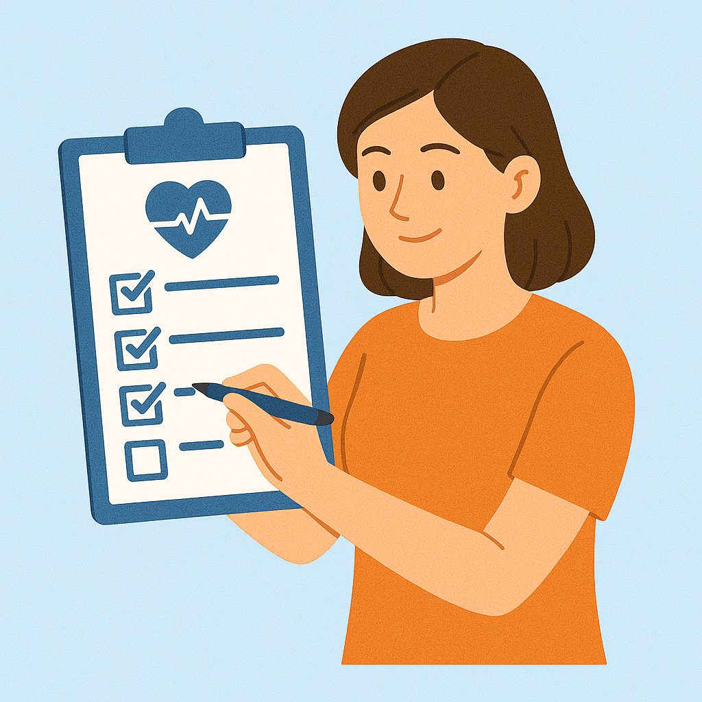 건강검진 체크하는 나