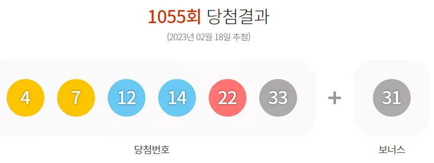 로또 당첨번호 화면