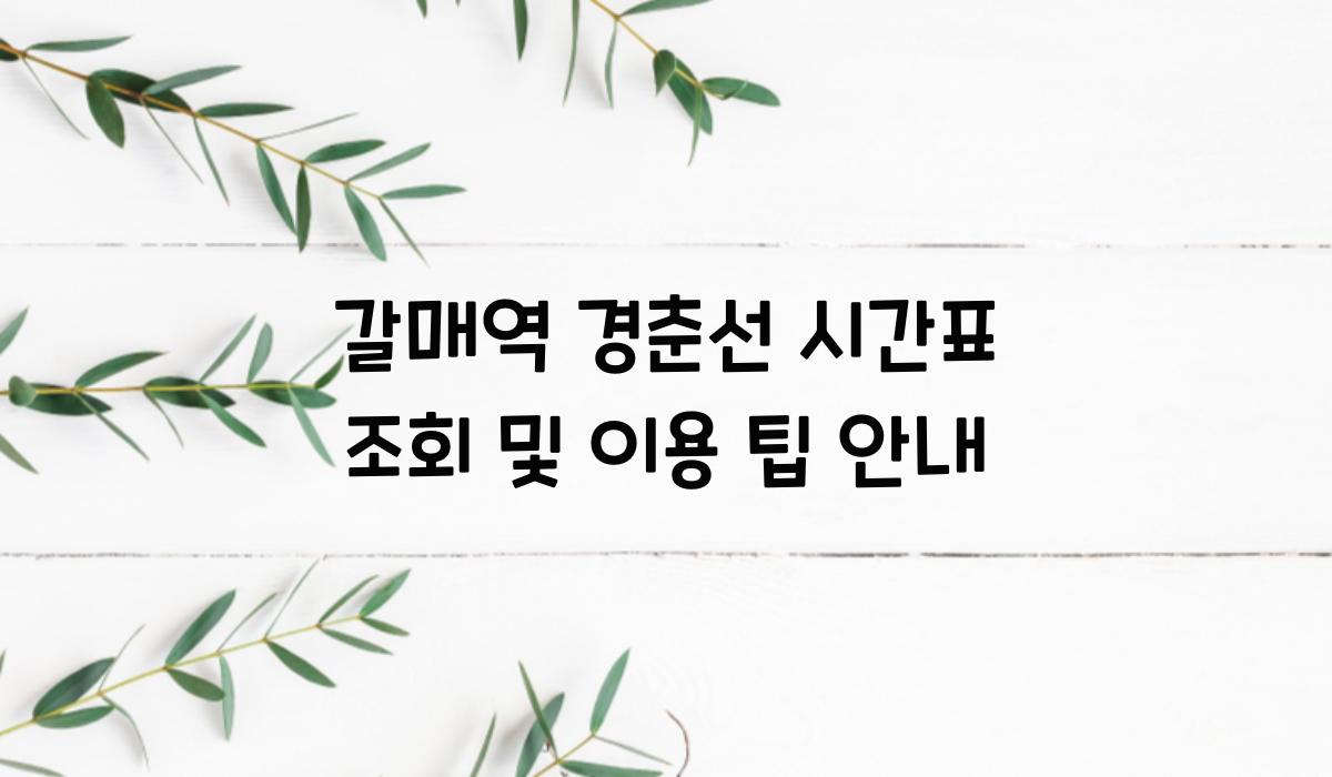 갈매역 경춘선 시간표 조회