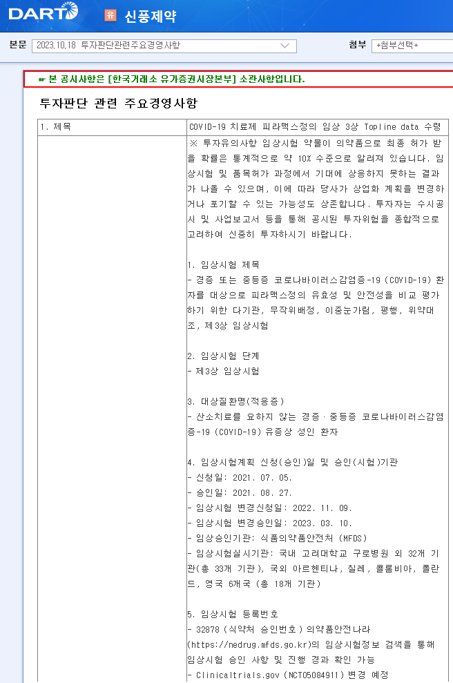 신풍제약 피라맥스 임상3상